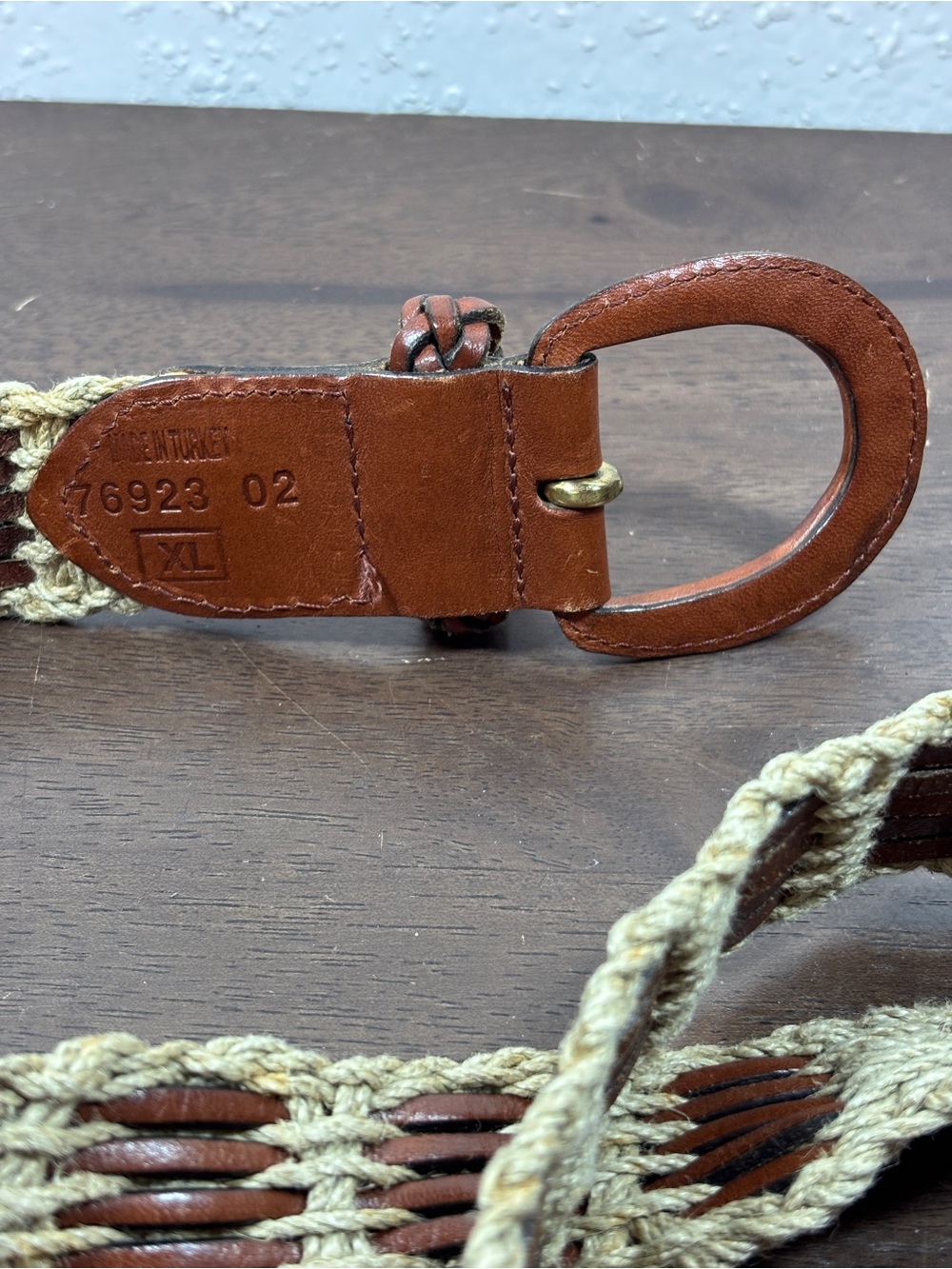 Woven Leather-Accent Brown and Tan Belt - Picture 6 of 8